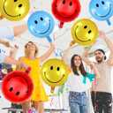 4 x 9PCS 18 Inch Smiley Face Balloons,Mylar Aluminum Assorted Colors Smile Balloon,Smile Foil Balloons for Birthday Wedding Anniversary Bachelorette Baby Shower Decorations Balloon(Gold)