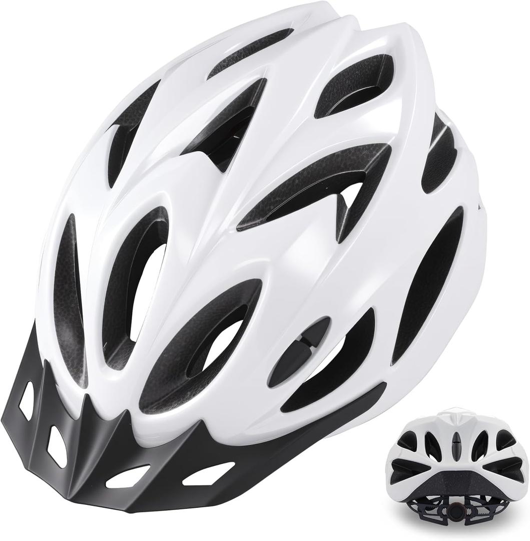 Zacro Adult Bike Helmet, Lightweight Bicycle Helmet with Removable Pads and Visor, CPSC Certified Safety Helmet for Men Women, Mountain Road Cycling Helmet for Adult (Universal Adult(58-65 cm), Ivory)