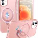 HuwaiH 360° Rotatable Magnetic Ring Stand for iPhone 12/12 pro Case, Compatible with MagSafe, Military-Grade Shockproof, Anti-Scratch Matte Translucent Phone Case for iPhone 12/12 pro(Pink)