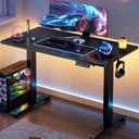 Veken Standing Desk Electric 47.2 Inch, Height Adjustable Sit Stand Up, Wood Desktop, Work Home Office Computer PC Table, Tall Standup Workstation, Gaming Writing Study Bedroom Rising Desks, Black