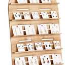 5 Tier Wooden Earring Display for Vendor Arch Jewelry Display Stand Rack with Adjustable Height for Retail Selling (Brown)