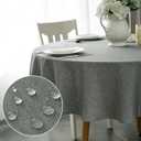 Qidordour Round Tablecloth, 70 inch Diameter, Faux Linen Table Cloth, Water Resistant Spill-Proof Wipeable Polyester Dining Table Cover for Kitchen Cafe Restaurant Buffet Tabletop Decoration, Grey