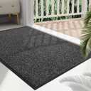 Mibao Front Door Mat, Dirt Trapper Welcome Mat for Outdoor Indoor, Non-Slip Waterproof Doormat, Durable Machine Washable Low Profile Entry Rug for Back Door Outside Patio Porch, 36" x 24", Grey (Black&gray)
