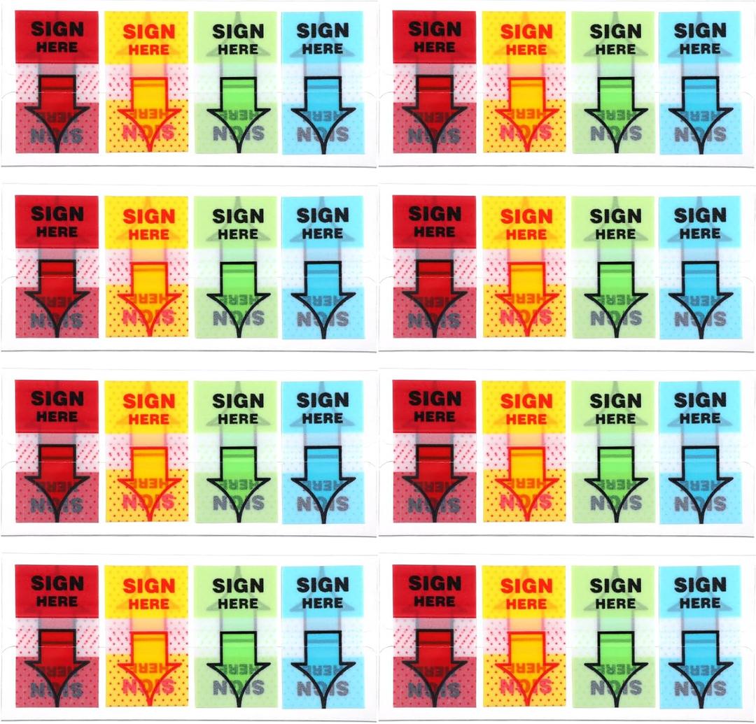 600 Pcs Sign Here Stickers Colored Tabs Adhesive Tabs Sign Post Here Flags Index Card Pockets Storage Bin Labels Documents Notebooks Home Office School Supplies 4.71  2.25 Inches