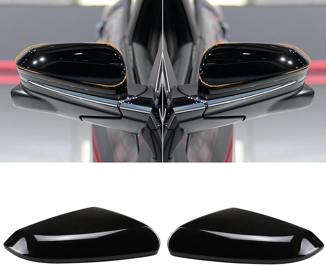 Moonlinks Compatible with 2016-2021 Honda Civic Side Mirror Cover Replacement,Glossy Black LH & RH Side Door Rearview Mirror Cap Trim for 10th Gen Civic,2019-2022 Insight,(1 Pair)