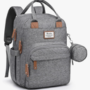 RUVALINO Diaper Bag Backpack-Multifunction Travel Baby Diaper Bag with Changing Pad, Insulated Bottle Holders & Pacifier Case, Large Capacity, Waterproof, Gray