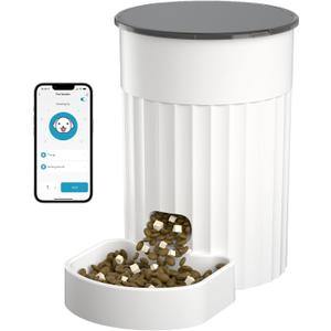 Automatic Cat Feeder 3L, 2.4G WiFi Auto Pet Food Dispenser for Cats and Small Dogs, Timed Cat Feeder Programmable Portion Size with APP Control & Alexa 1-10 Meals Per Day (White) (White-WIFI)