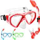 Kids Snorkel Set Dry Top Snorkeling Gear for Kids Youth Boys Girls Junior Age 5-15, Tempered Glass Swimming Diving Mask and Snorkel Set 180 Degree Panoramic View