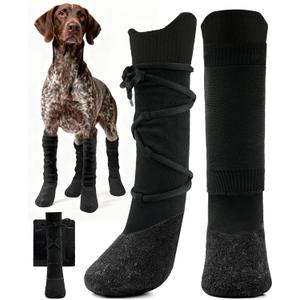 Dog Shoes Boots for Medium Dogs, Pet Boots & Paw Protectors for Winter Snowy Day with Adjustable Straps for Walking Running Hiking Outdoor Pet Booties Shoes Socks（Black, L)