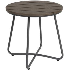 danpinera Outdoor Side Tables, HDPS Patio Table with Metal Legs, 18 Inch Outdoor Small Round Table for Garden, Backyard, Porch, Deck, Balcony, Poolside