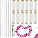 19 PCS Lei Needle Kit Include 6 PCS 12 Inch Graduation Large Eye Lei Sewing Needle 12 Lei Needle Twine 1 Sewing Scissor for DIY Graduation Hawaiian Lei Flowers Wreath Sewing Bead Stitch Craft