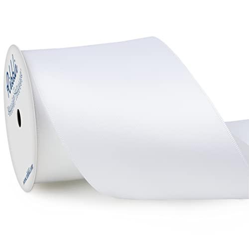 Ribbli White Double Faced Satin Ribbon, 3” x Continuous 10 Yards,Use for Bows Bouquet,Gift Wrapping,Floral Arrangement,Wedding Decoration