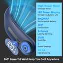 Kinhowly Portable Neck Fan,Hands Free Personal Wearable Bladeless Fan,6000mAh USB Rechargeable,360 Cooling,LED Display,4-Speeds,Birthday Gifts for Men Women Dad Mom,Mothers Day Gifts (Blue), Standard