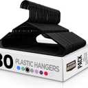 Utopia Home Clothes Hangers 30 Pack - Plastic Hangers Space Saving - Durable Coat Hanger with Shoulder Grooves (Black)