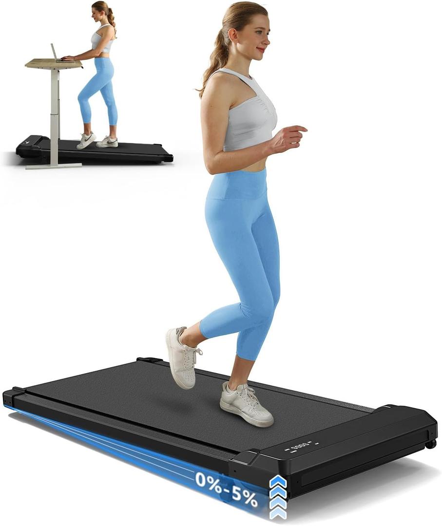 Walking Pad Treadmill with Incline,Under Desk Treadmill with Incline 2 in 1 for Walking and Jogging,2.5HP Compact Incline Walking Pad for Home Office with Remote Control (Dark Black)
