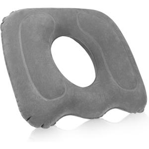Leinuosen 1 Pcs Inflatable Seat Cushion 18.1'' x 15.7'' x 4.7'' Portable Pillow Height Adjustable Hemorrhoid Pillow for Tailbone Back Pain Bed Sore Home Car Chair Wheelchair Sitting (Grey)