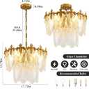 Antique Chandeliers 2-Layer Gold Crystal Glass Chandelier, 4-Light Round Pendant Light 17.7" Brushed Brass Adjustable Height, Applicable to Dining Room, Bedroom, Living Room, Foyer, Kitchen Island