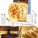 WOBANE LED Strip Lights, Motion Sensor Light Strip with Remote and Adapter, Night Light, Dimmable Function, 16.4ft Tape Lighting for Kitchen, Under Cabinet, Bedroom, Shelf, Bed, 3000K Warm White