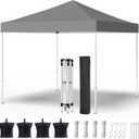 Shades 10x10 Pop Up Canopy, Heavy Duty Beach Tent with Carrying Bag for Easy Moving, Sun Shelter for Parties, Events, Camping, Outdoor Gazebo with 420D PU Coated Waterproof Grey Fabric