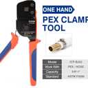iCrimp ICP-BJ02 PEX Clamp Cinch Tool, One Handed PEX Crimping Tool for Pinching 3/8-in, 1/2-in, 3/4-in, 1-in PEX Clamp Rings, Patented