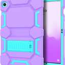 CCMAO Case for Samsung Galaxy Tab A9+ Case 11 Inch 2023 Model (SM-X210/X216/X218), Heavy Duty Shockproof Hybrid Three Layer Protective Cover, Purple+Green