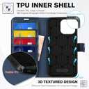 TUCCH Case Wallet for iPhone 16 Pro Max, Kickstand Magnetic [RFID Blocking] 4 Card Slots [TPU Inner Shell] PU Leather Protective Cover Compatible with iPhone 16 Pro Max 5G 2024, Dark Blue