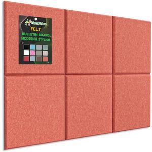 Hsurbtra Cork Board for Wall 24 x 18 Inch, 6 Pack Felt Bulletin Notice Board with Pushpins for Office Home School Farmhouse Wall Decor, Orange