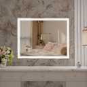 BEAUTME Vanity Mirror 22.4x28.1 Inch,Makeup Mirror with Lights,Hollywood Mirror,LED Mirror for Bedroom,Aluminium Frame,Tabletop/Wall Mount,Horizontal/Vertical,Silver