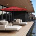 JEAREY 11' Patio Umbrellas Outdoor Table Market Umbrella w/Crank, 8 Sturdy Ribs, UV Protection Windproof for Garden, Deck, Backyard, Pool(Red)