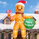 11FT Christmas Inflatable Outdoor Decoration, Climbing Gingerbread Inflatable Blow up Yard Decorations with LED Lights, Giant Gingerbread Christmas Inflatable for Roof Lawn Garden Xmas Party