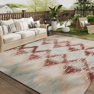 COCOER Outdoor Rug-Quick Dry Indoor Outdoor Area Rug-Redpink Rugs for Living Room-Absorbent Patio Rug-Non Slip Outdoor Carpet-Morocco Washable Rug-Room Decor for Balcony Deck (9' x 12' (Rectangular))