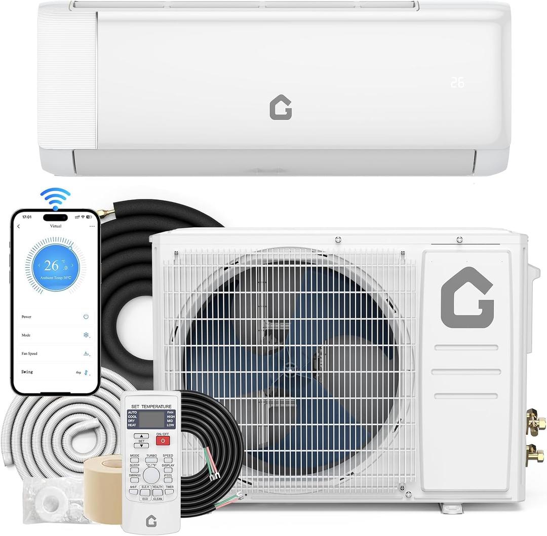 12,000 BTU Mini Split AC & Heat Pump | 115v, Inverter, Smart WiFi, Remote | Ultra-Quiet, Energy Efficient for 750 Sq.Ft Space