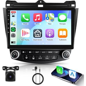 for Honda Accord 2003-2007 Android Car Radio Stereo 10.1 inch Capacitive HD Touch Screen with Wireless carplay&Android Auto GPS Navigation WiFi Bluetooth USB FM Car Audio SWC 2G+32G