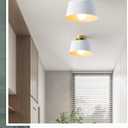Ceiling Light Fixture, Hallway Ceiling Light with Gold Plate and Matte Black Shade, Modern Simple Style Porch Light Fixtures Semi Flush Mount (White)