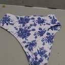 BERLOOK Women's Floral High Cut Wide Waistband Ribbed Tummy Control Coverage Bikini Bottom, M