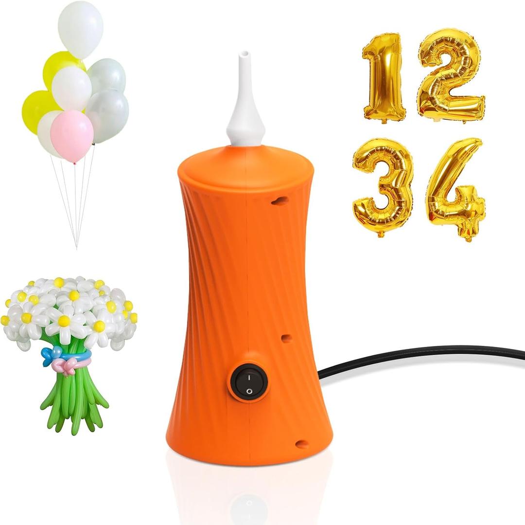 Balloon Pump Electric Air Pump for Long Balloon Inflator Blower Machine for Birthday Party Celebration Balloons Decorations for Twisty Animal Balloons (Orange)