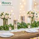 Glass Cylinder Vases Set of 12, Hewory Glittery Gold Vase for Centerpieces, Glass Hurricane Candle Holders for Pillar Floating Candle, Tall Round Vase for Wedding Anniversary Events Home Table Decor