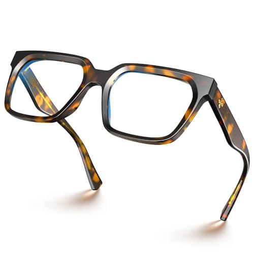 VISOONE Rectangle TR90 Blue Light Blocking Glasses Computer Eyewear with Preppy Look for Women and Men Cougar