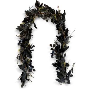 Halloween Decorations Black Spider with Maple Leaf Halloween Picks Garland for Home Party Mantle Indoor Outdoor Backdrop Wall Decor 70.87 Inch