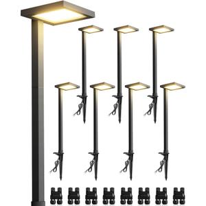 SUNVIE Low Voltage Landscape Lighting with Connectors 5W Anti-Glare LED Pathway Lights Wired Waterproof Outdoor Landscape Path Lights for Walkway Yard Garden Patio ETL Listed Cord, 8 Pack (Soft White(3000K))
