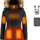 Genovega Graphene Women Heated Jacket 12V Fast Charge 18400mAh Large Capacity (Black, L)