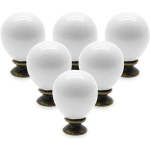 12pcs White Egg Ceramic Cabinet Knobs, Vintage Drawer Pulls, Antique Handles for Dresser With Mounting Screws