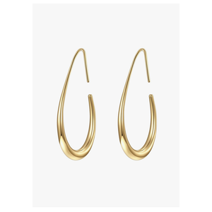 ightweight Teardrop Hoop Earrings for Women - 14k Gold/White Gold Plated Large Oval Pull Through Hoop Earrings High Polished Statement Jewelry Gift for Women