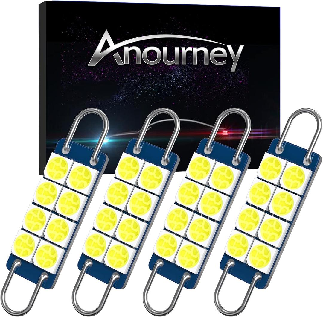 561 Led Bulb,Super Bright White 5050 Chips Latest 44mm Rigid Loop 1.73in Festoon bulbs,Replacement for Car Interior Map Dome Courtesy Lights,561 562 567 Led Bulbs(Pack of 4)