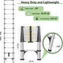 DEZEX Telescoping Ladders 16.5 FT Aluminum Ladder - One-Button Retraction Collapsible Extension Ladder for Home, Outdoors, RV, Attic & Loft, Lasts 330 LBS with 2 Triangle Stabilizers