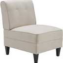 Serta Copenhagen Accent Chair Button Tufted Backrest, Sinuous Spring Seat Cushion, Rubberwood Legs, Upholstery for Living Room, Bedroom and Small Spaces, Polyester Woven Fabric, Modern Cream