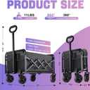 Collapsible Folding Wagon Cart with Wheel - 100KG Foldable Wagon Carts with 360° Rotatable & All Terrain Wheels, Portable Lightweight Wagon Cart for Sports/Camping/Fishing/Gardening