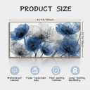 Tucai Decor Blue Floral Abstract Framed Canvas Wall Art 24x48 inch
