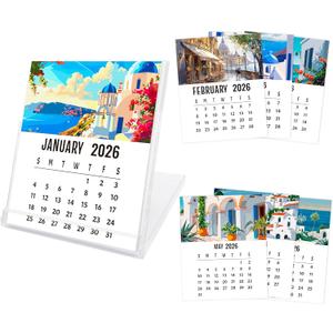 4 x Desk Calendar 2026-2027, Small School Year Calendar (January 2026 to June 2027), City Monthly Desktop Calendar for Home Office Table Desk Decoration, Gifts for Friends Coworkers-06