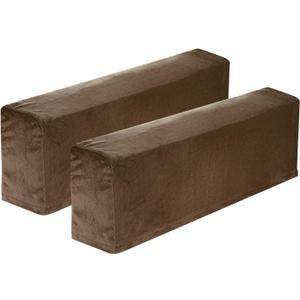 uxcell 2Pcs Stretch Armrest Covers, Polyester Soft Armchair Slipcovers Couch Recliner Arm Cover for Chair Sofa Protector, Coffee